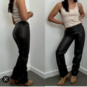 Vintage Nine west black leather pants high waist straight leg 8